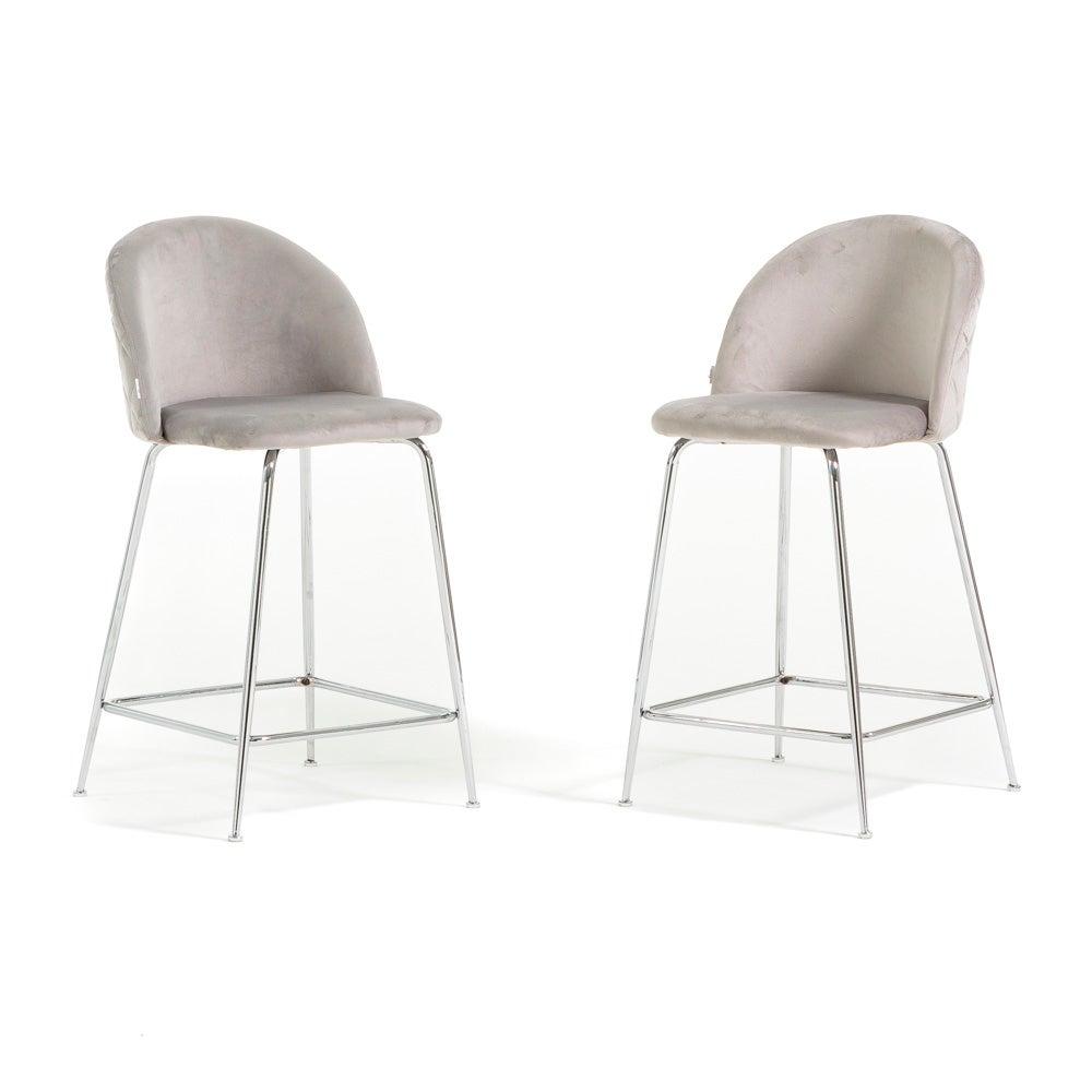 Set Di 2 Sgabelli Da Bar CABIHOME - Altezza Bancone 65,5 Cm - Grigio Retro Con Struttura In Metallo E Poggiapiedi - 4