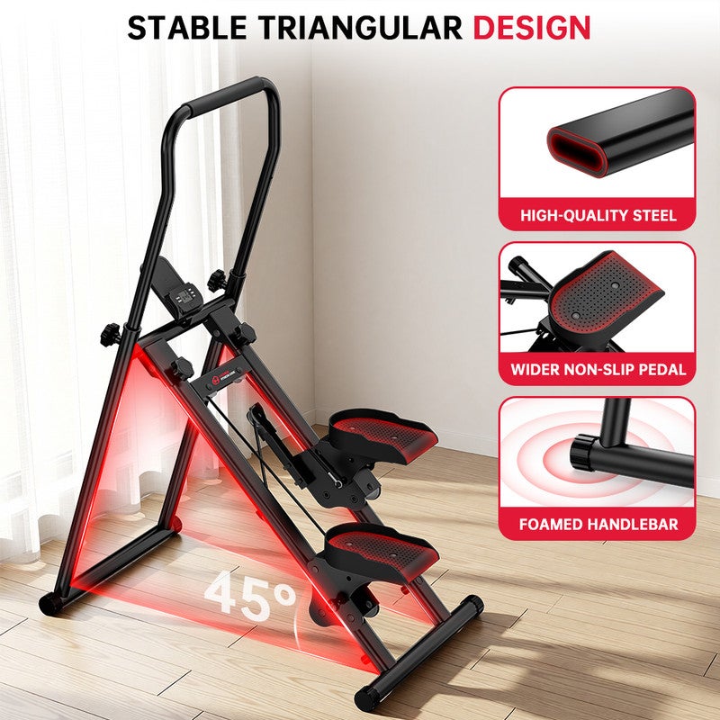 Stepper de escada vertical com tela LCD,RATTANTREE guiador ajustável e pedais antiderrapantes,stepper de escada de profissional,capacidade 150 kg - 3