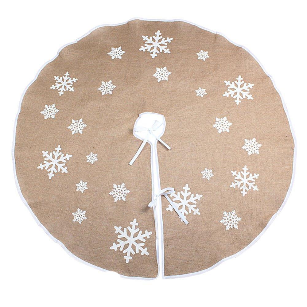 Gonna Per Albero Di Natale In Iuta, Diametro 77 Cm – Rustica Con Scritte Merry Christmas E Fiocchi Di Neve