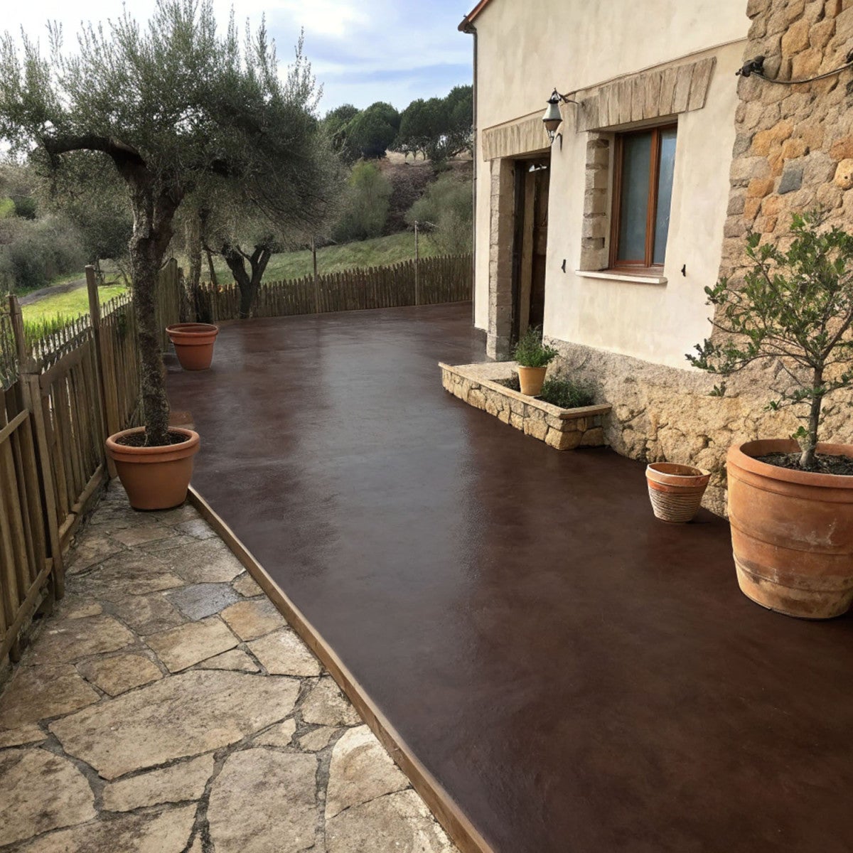 KIT BETON CIRE EXTERIEUR : Pour sol, mur, terrasse, balcon, escalier - 10 m² (en 2 couches) Arabica Marron - ARCANE INDUSTRIES - 9