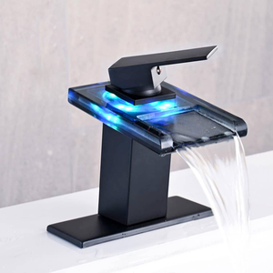 Robinet Lavabo Cascade Monotrou Noir Mat - Commande à Levier Unique - Débit Silencieux <17 DB - Laiton Massif - Installation Universelle