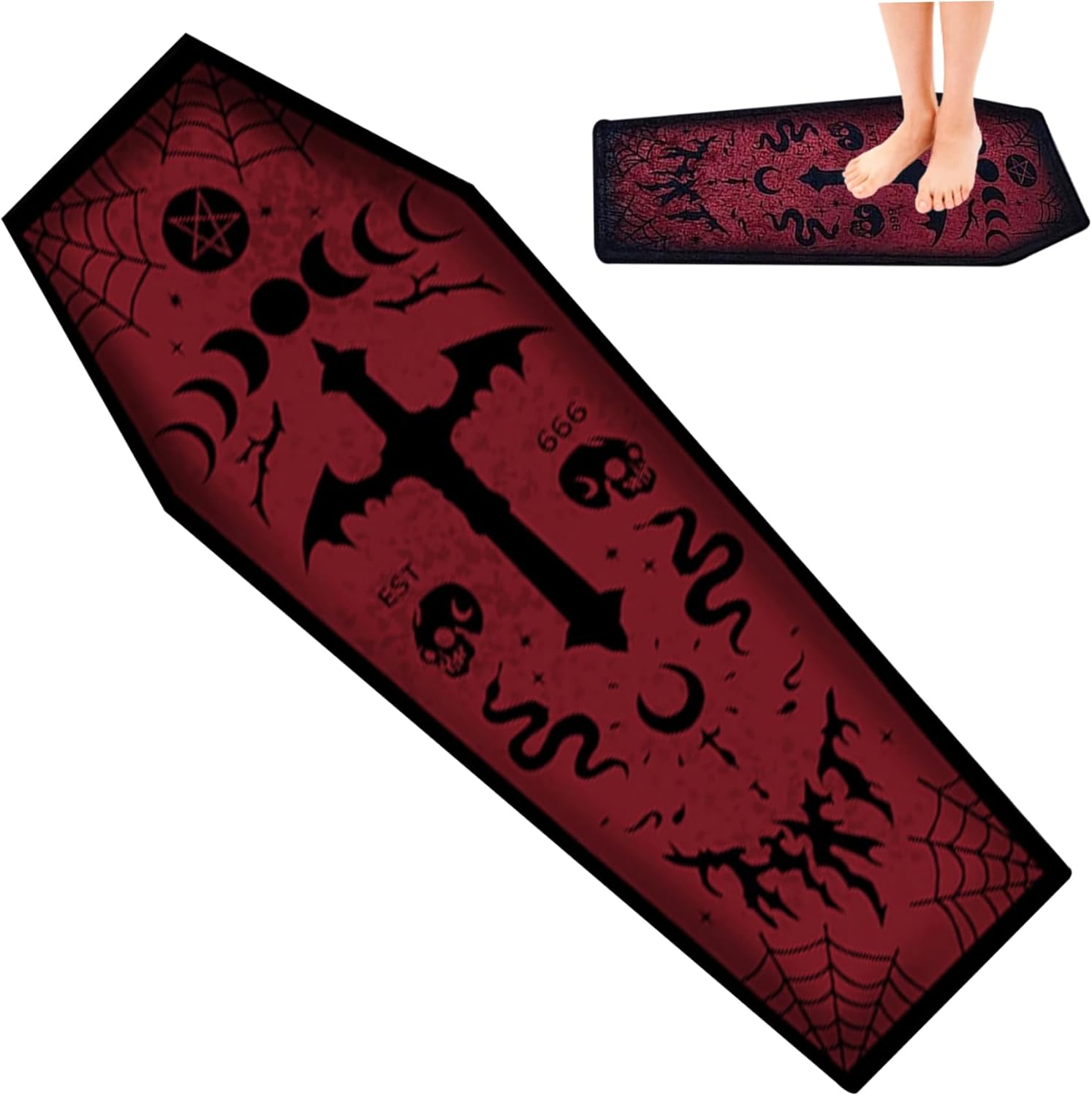 Hallowe'en Carpet Hallowe'en Carpet Goth Carpet Gothic Bath Carpet 51x19 cali Antypoślizgowy dywan do kąpieli w stylu gotyckim