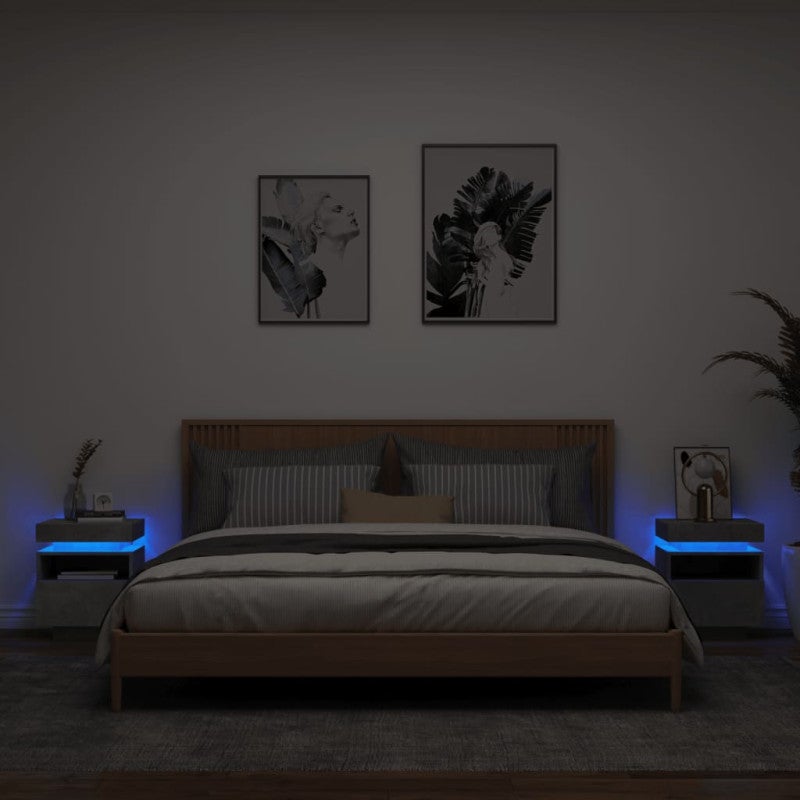 Szafki nocne vidaXL 2 sztuki z oświetleniem LED szare trwałe i pojemne