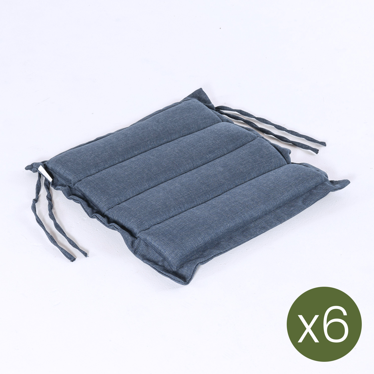 Pack de 6 cojines para sillas de jardín olefin azul 37x37 cm