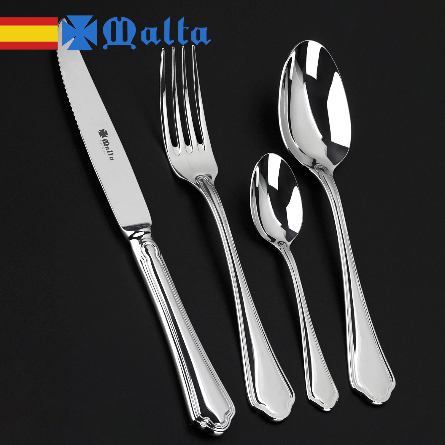 Cruz de Malta Wellington - Cuberteria de 113 Piezas, Piezas Esenciales para 12 Comensales + 5 Utensilios Extra para Servir, Acero Inoxidable 18/10 - 6