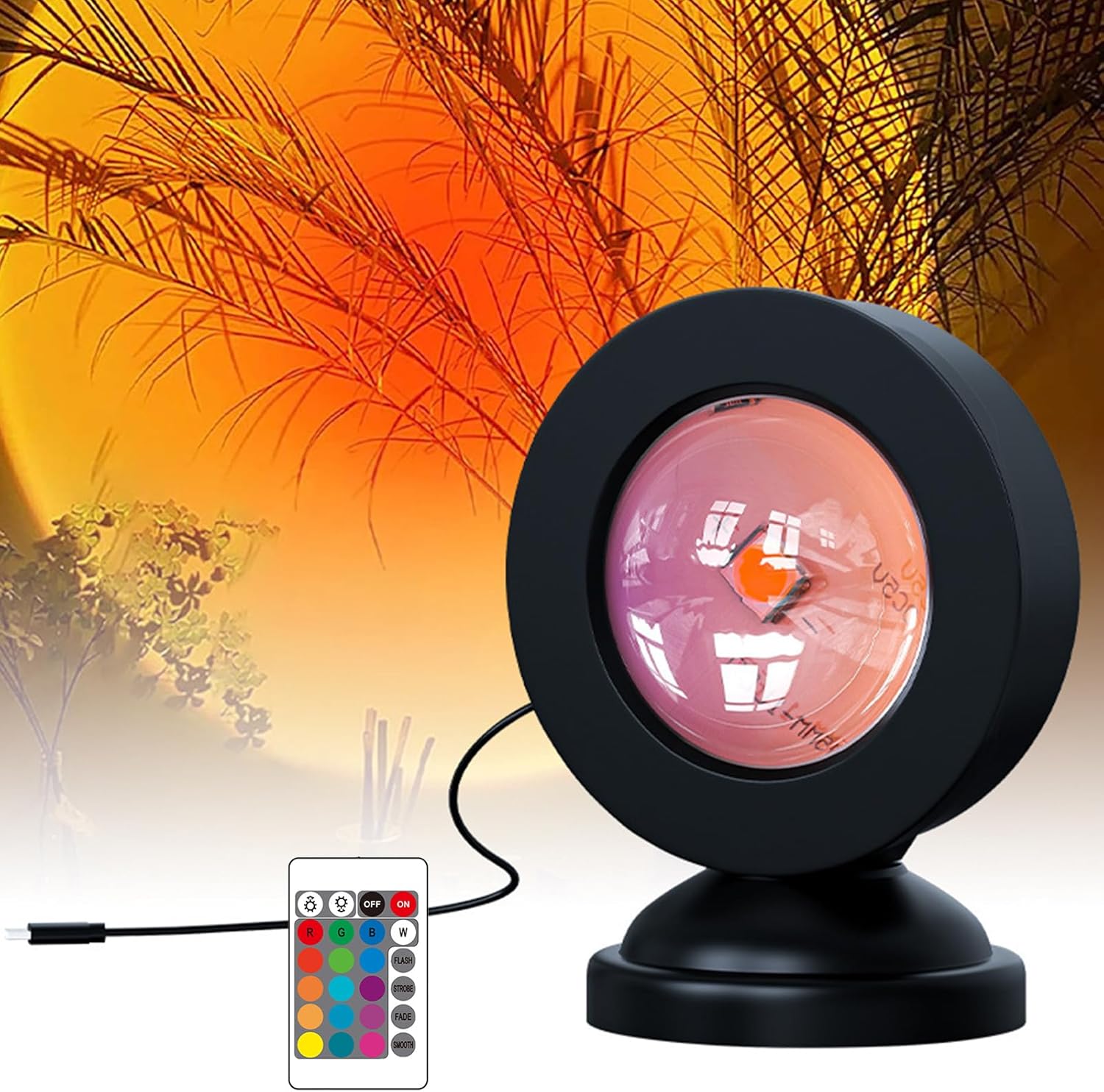 Ashata Lampe USB Lampe de Projection au sol rotative Charge USB