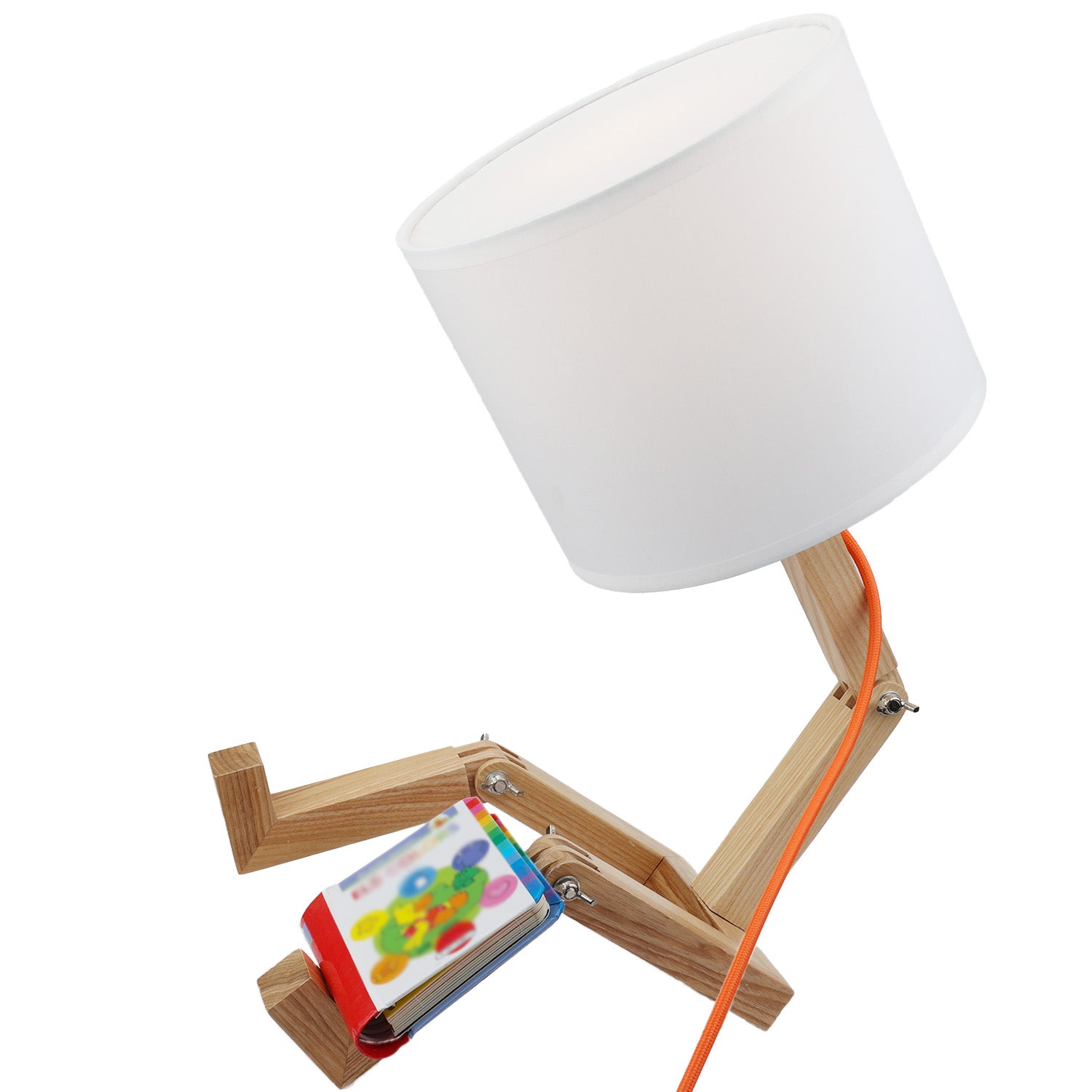 Luminária de Mesa em Madeira e Abajur em Tecido: Simplicidade Moderna para Noite e Escritório Quarto e Estúdio E27 - 3