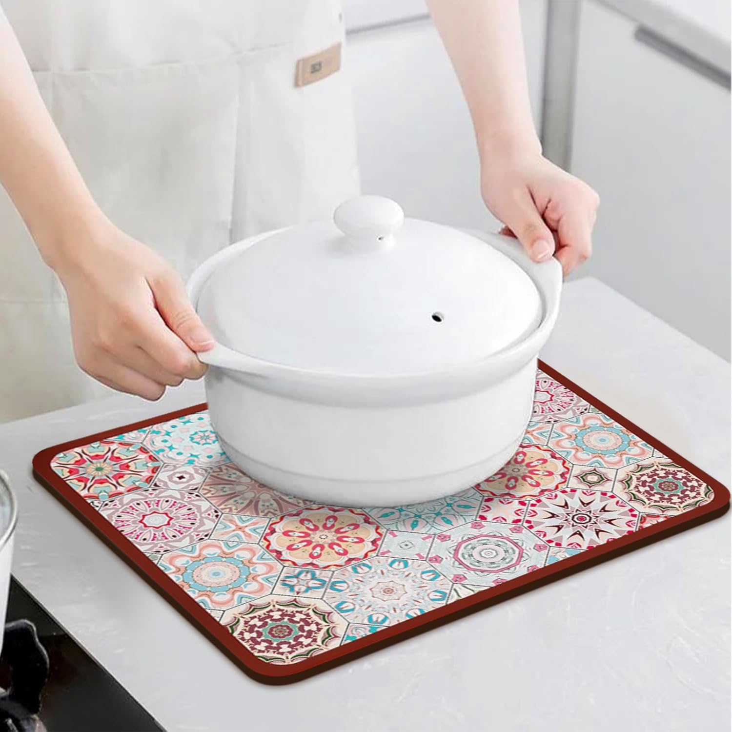 Mata do suszenia naczyń, szybkoschnąca mata chłonna, mata kuchenna na stół do łazienki (30x40cm, czerwona)