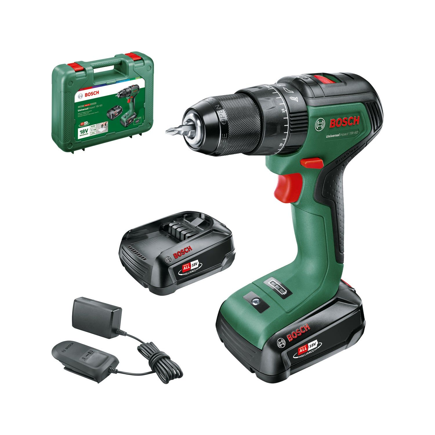 Wiertarko-wkrętarka udarowa 18 V BOSCH UniversalImpact 18V-60, 60 Nm + 2 akumulatory 2Ah - 2