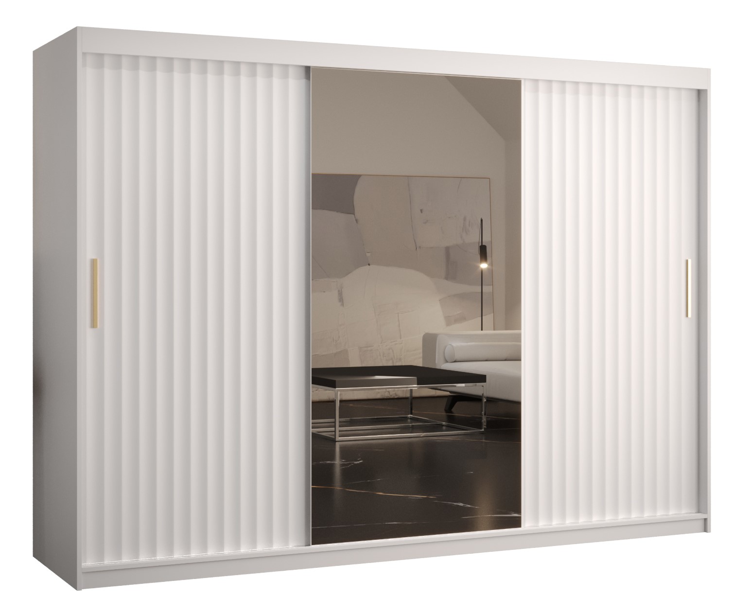 Szafa przesuwna garderoba RIFLO WAVE 2 250 x 62 x 200 cm Biały - Abiks Meble