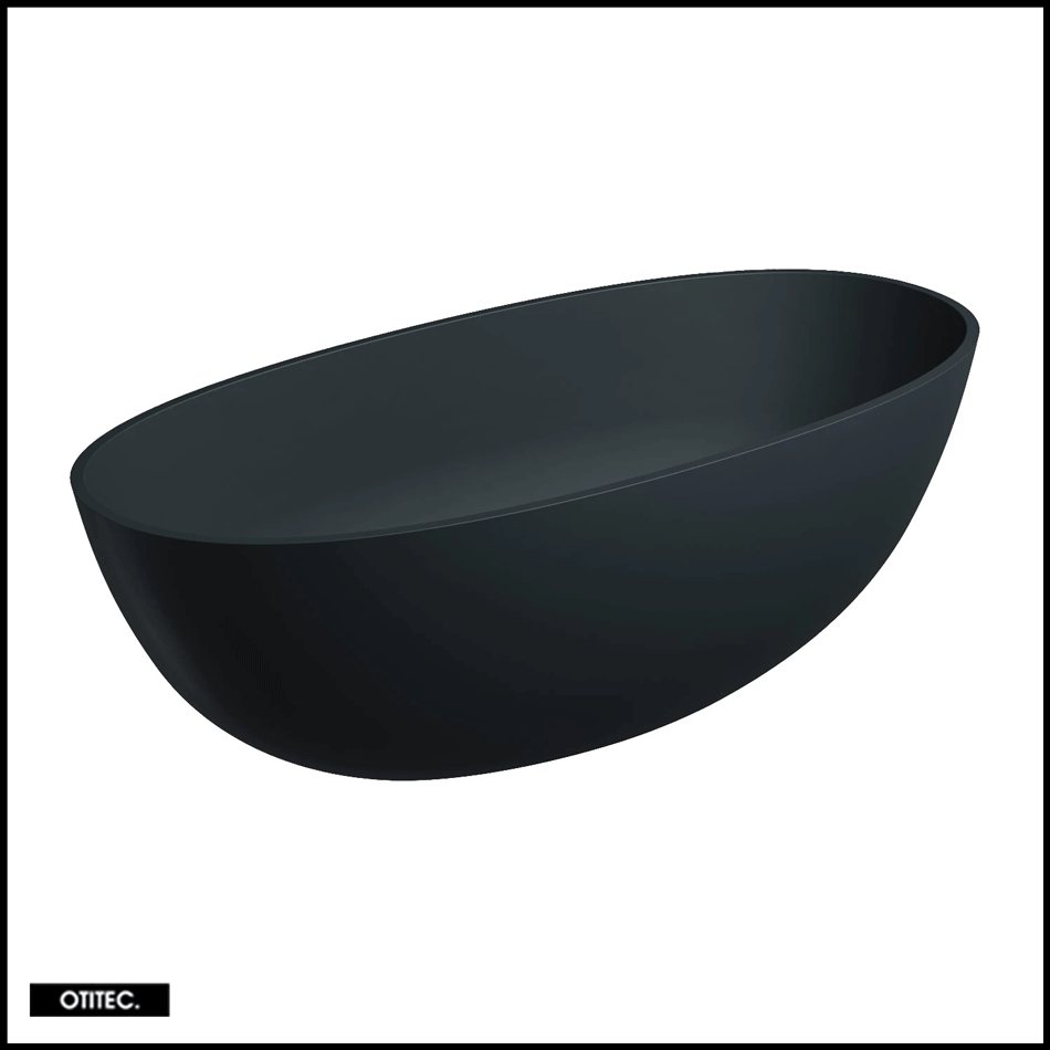 Baignoire Îlot - 148 x 75 cm - SHELL - NOIR MAT - avec SIPHON INCLUS ...
