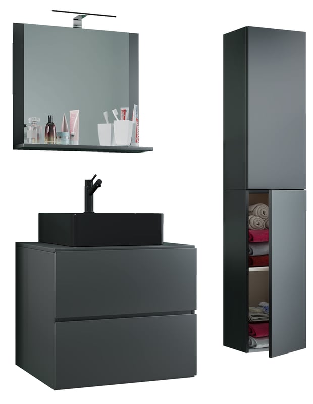 umywalka do mebli łazienkowych Lendas Antracyt W. 150 x S. 93 x G. 52 cm