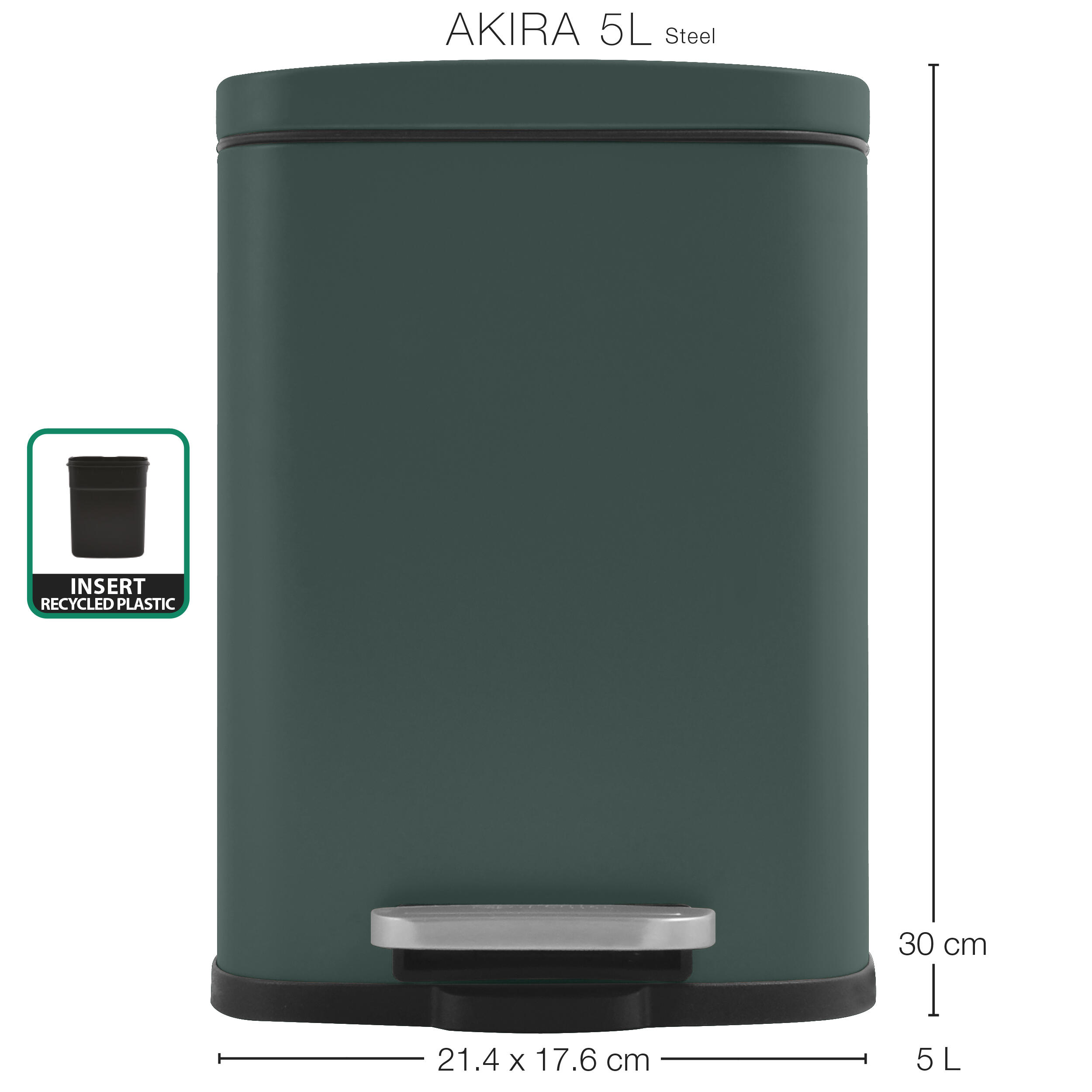 Cestino da bagno 5 l verde scuro Akira COTEXSA - 5