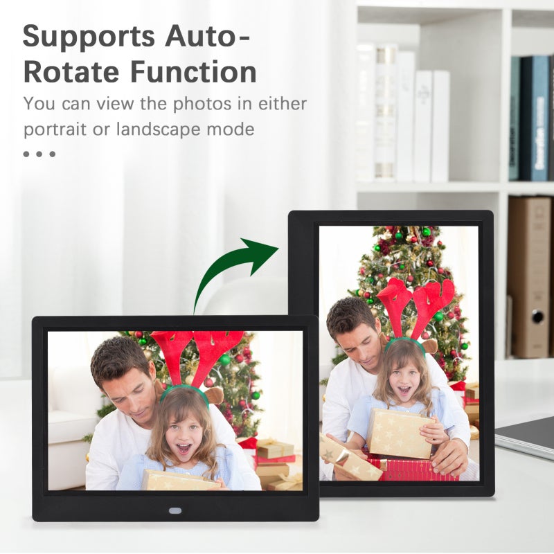 Cadre photo numérique standard de 10,1 pouces avec écran IPS haute définition, noir - 4