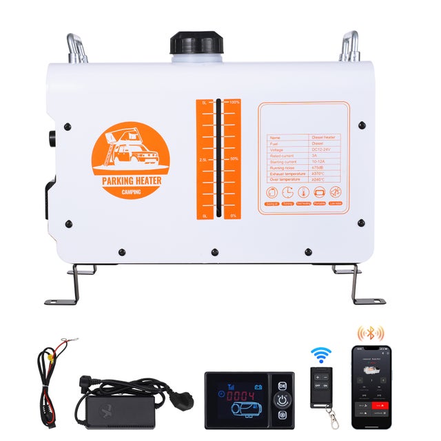 Chauffage diesel 8 KW,SucceBuy chauffage d'air portable tout-en-un 12 V/24 V avec application Bluetooth,télécommande,écran d'affichage,alarme CO