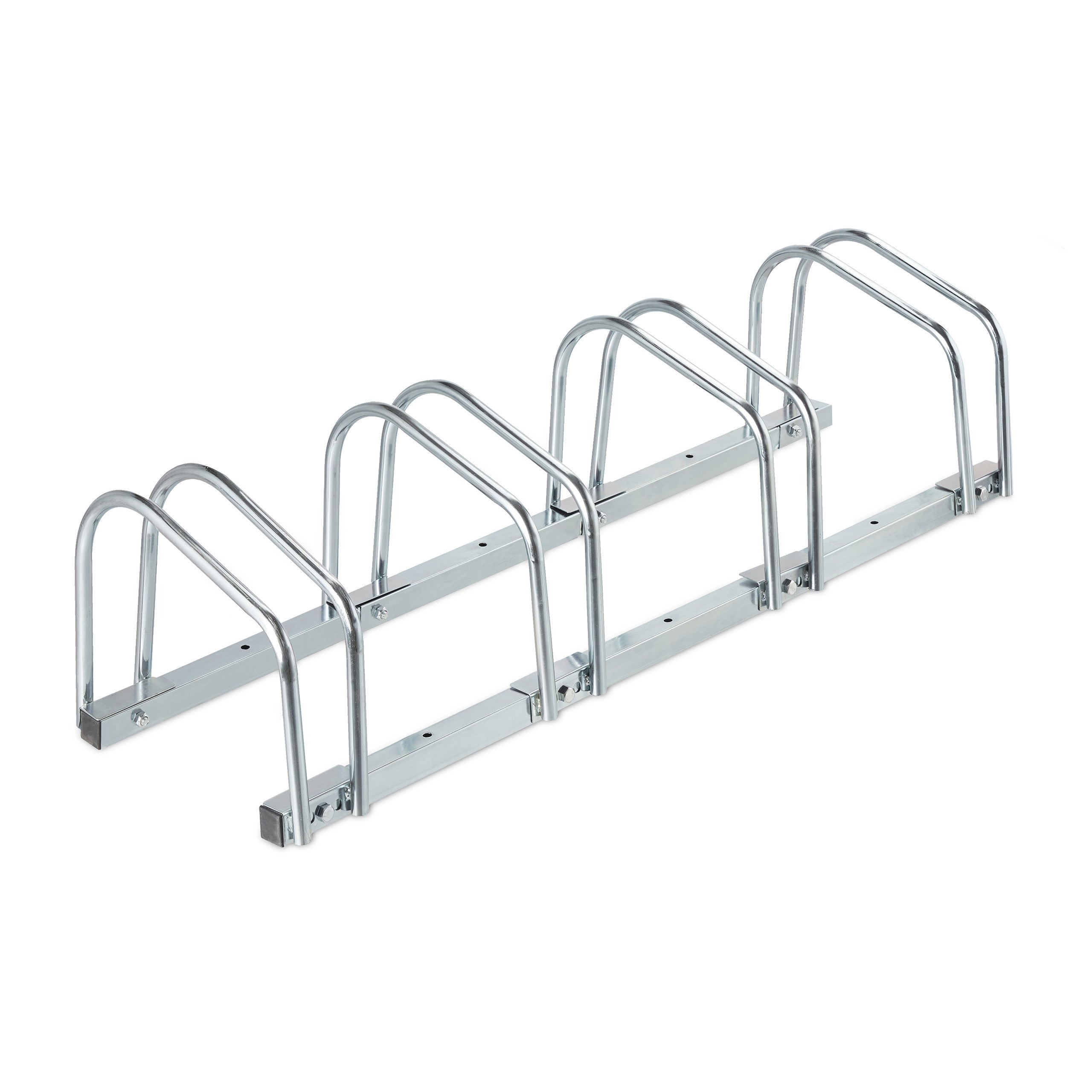 Râtelier Pour 4 Vélos Relaxdays - Support Sol Jusqu'à 60mm Largeur Pneu - Argenté