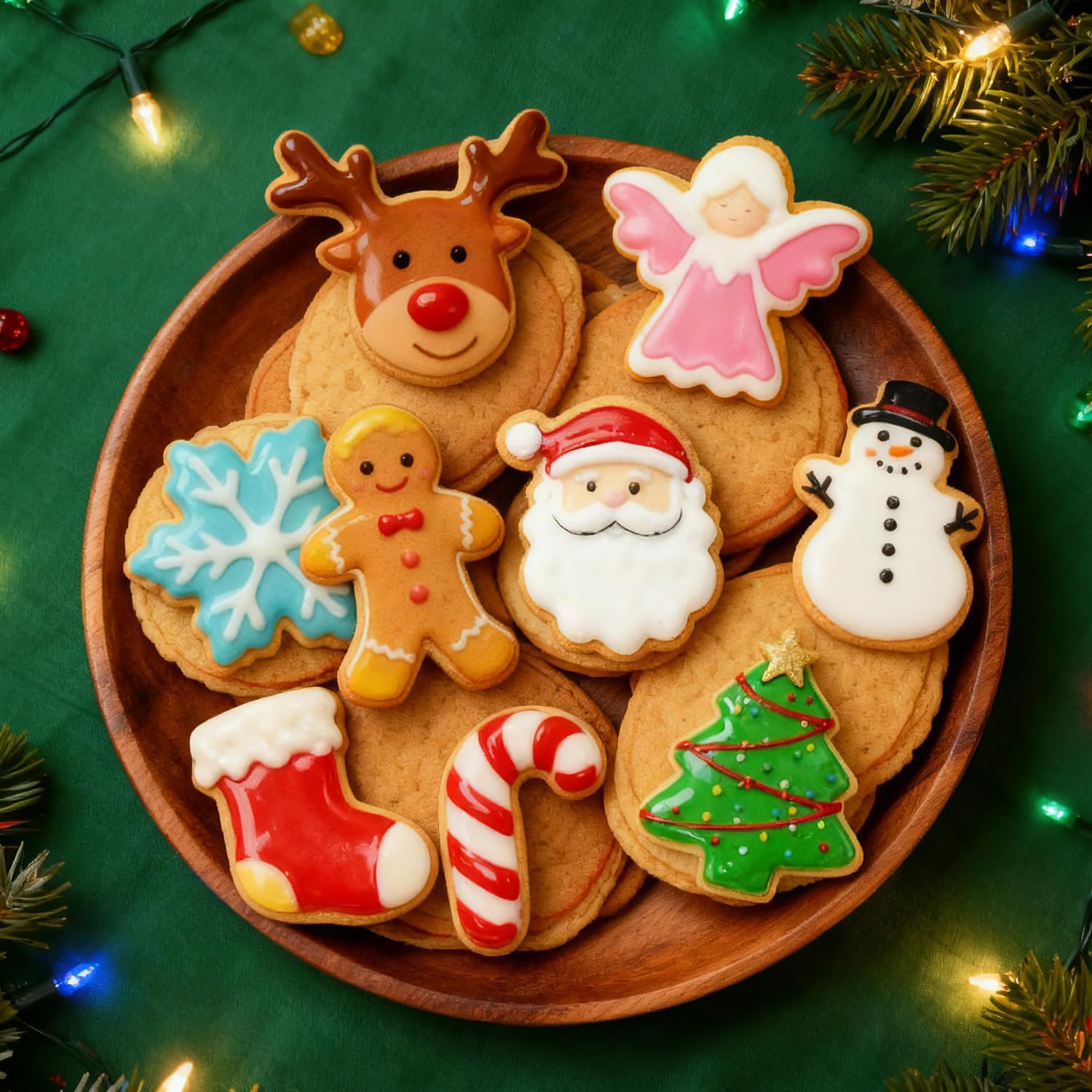 Cortadores de galletas navideños - 9 piezas - hombre de jengibre, copo de nieve, reno, ángel, árbol de Navidad, muñeco de nieve, cara de Papá Noel - 6