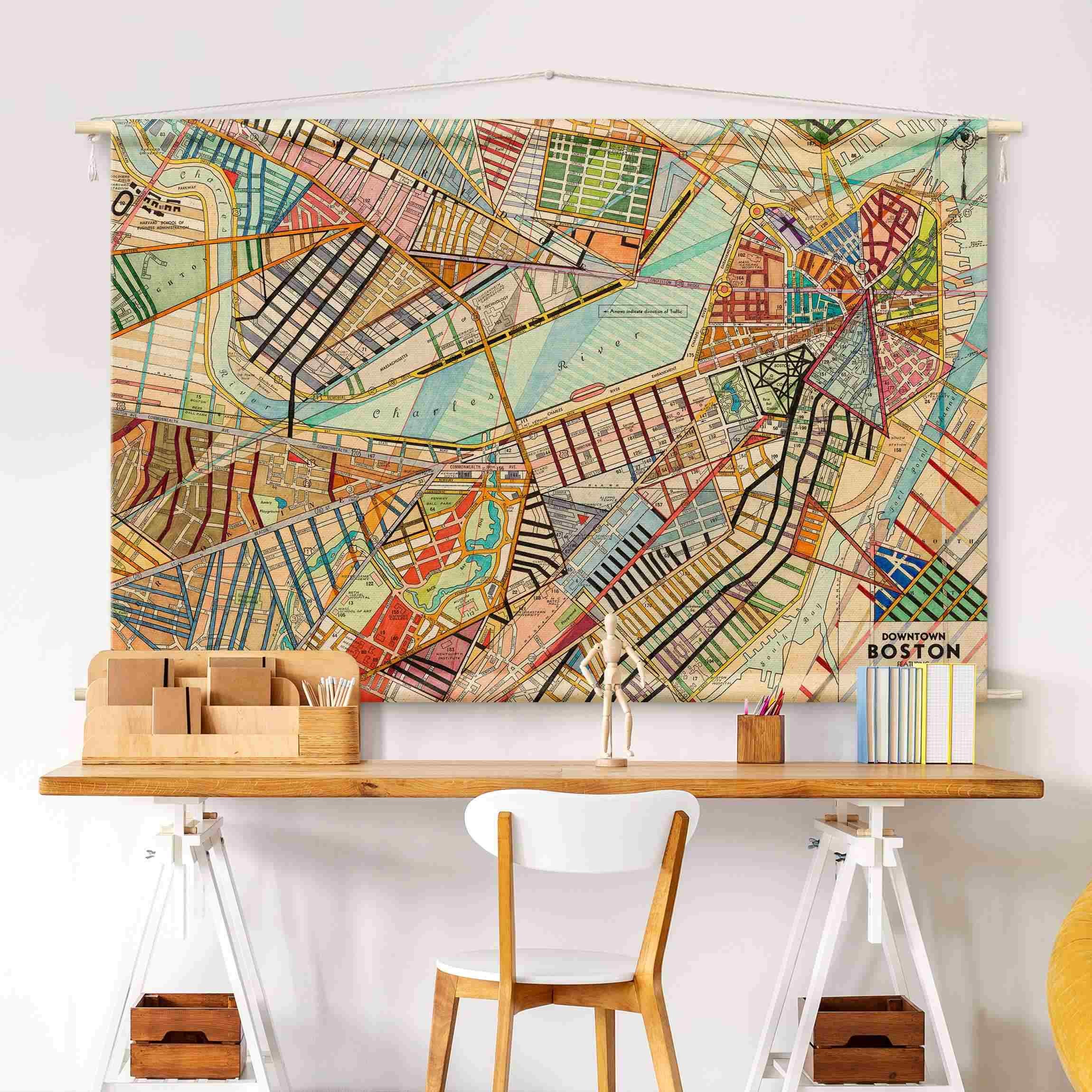 Tenture murale - Modern Map Of Boston 185 x 125 cm | Leroy Merlin