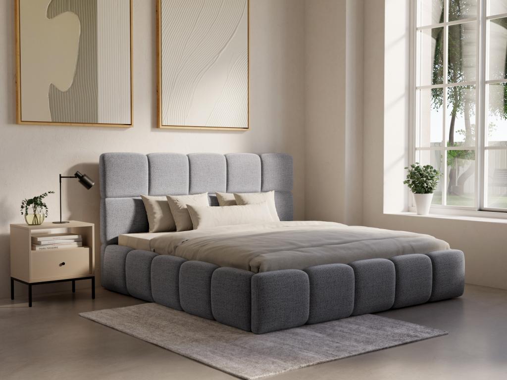 Lit coffre WEMBLEY 140x190 + 1 sommier / Gris foncé