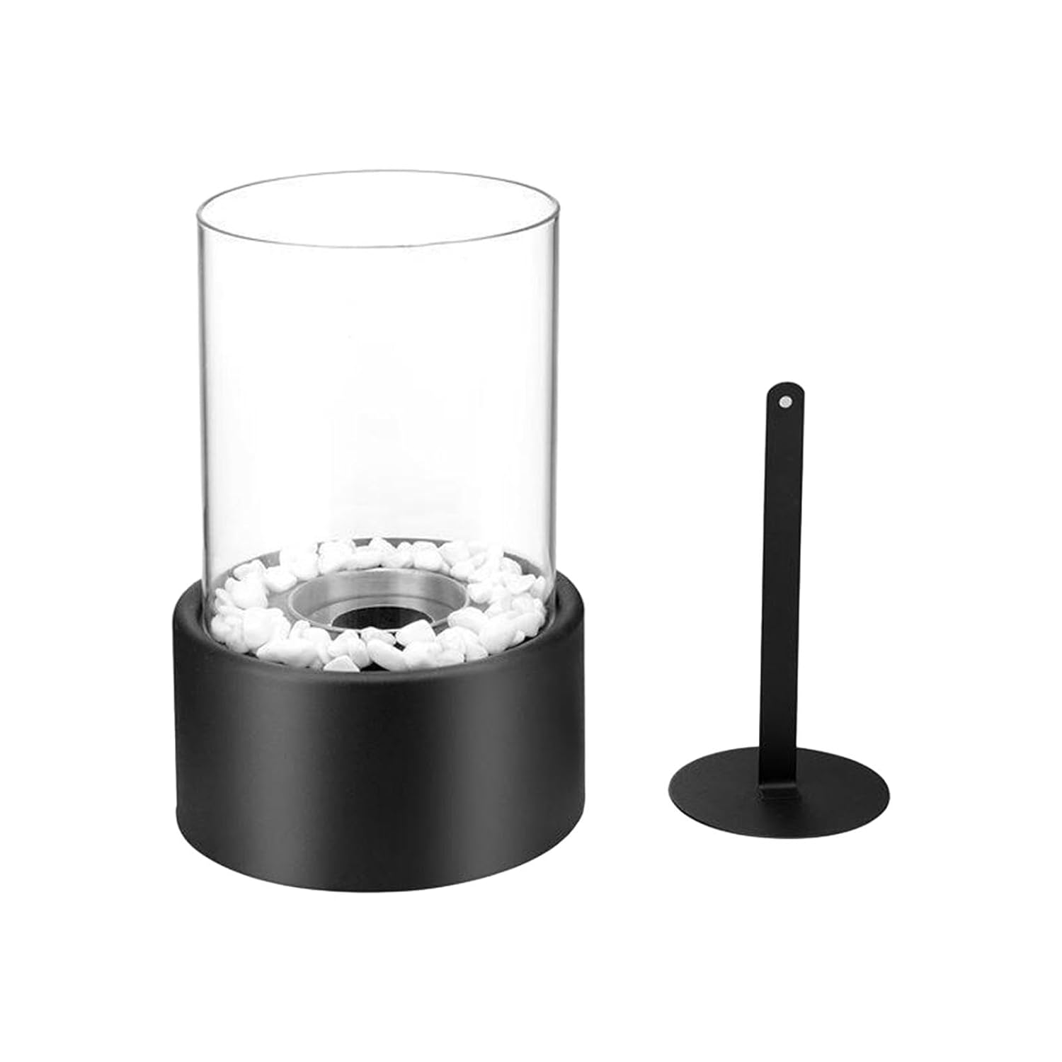 Fogonero de mesa portátil y cubierto para patios, cocinas y comidas al aire libre | fogoneros y chimeneas de exterior | negro, 16 x 27 cm.