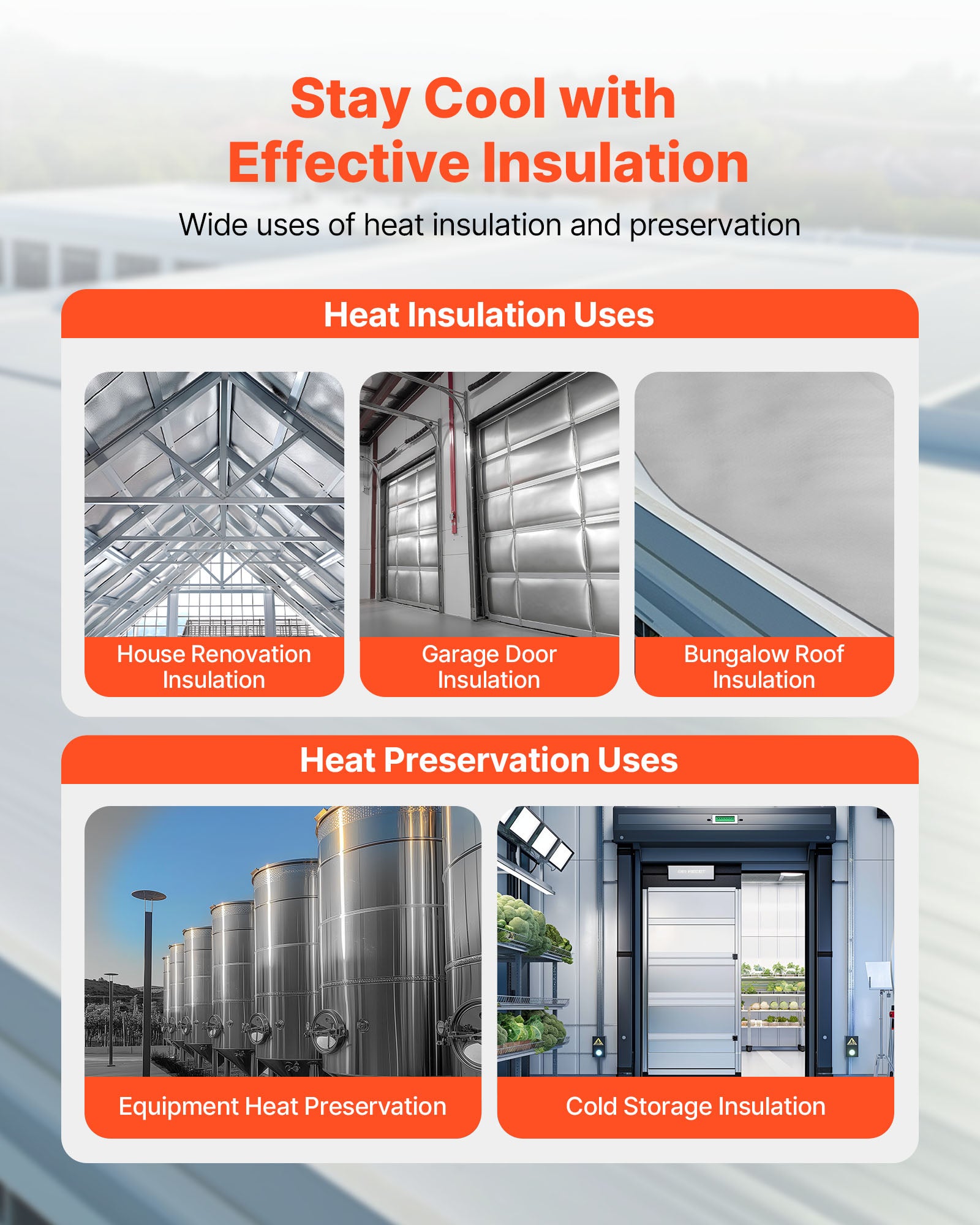 Isolant thermique double réfléchissant VEVOR, tissu tissé non perforé + alu double face, 38,1×1,22 m, 0,15 mm, pour porte de garage/fenêtre - 6