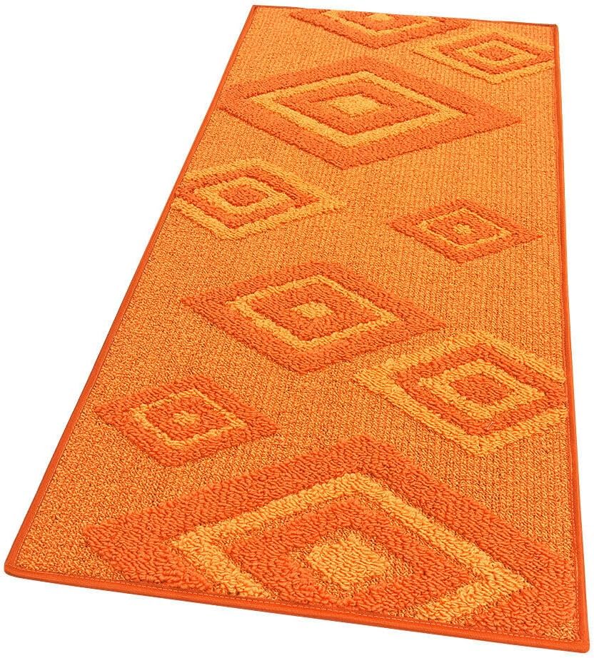 Alfombra de cocina 57x180 cm rombos 3d bordeado suave moderno antideslizante naranja