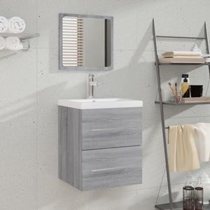 Lomadox Set di mobili da bagno, 61 cm, con lavabo in ceramica, colore nero opaco, con frontale scanalato, con 2 estratti Softclose, larghezza x altezza ca. 61/58,5/46 cm