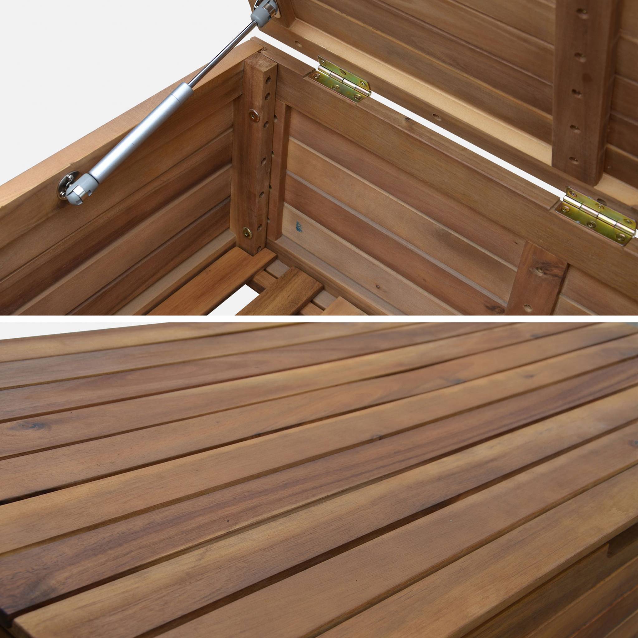 Coffre de jardin en bois - Saragosse - 130L. rangement coussins 107x48.5cm avec vérins et roulettes SARAGOSSE - 6