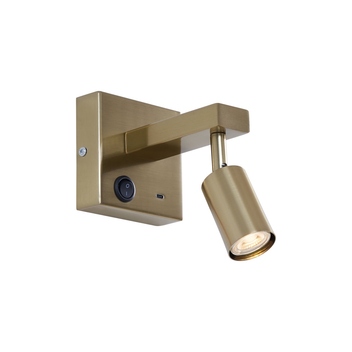 Nowoczesny kinkiet złoty z USB-C z możliwością przechylania - Rex