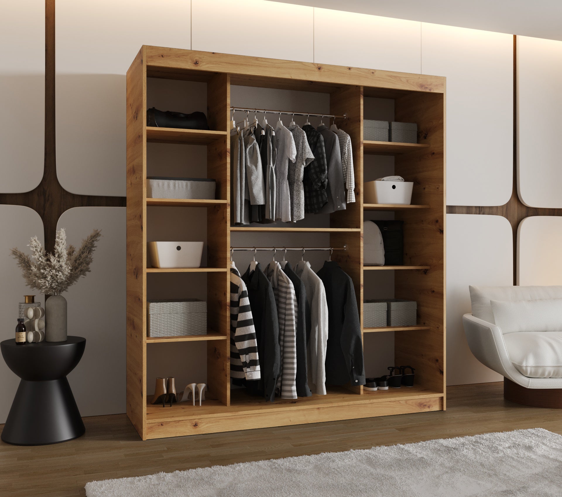 Szafa przesuwna z lustrem SIMA T1 180 x 62 x 200 artisan + u. czarny - 3