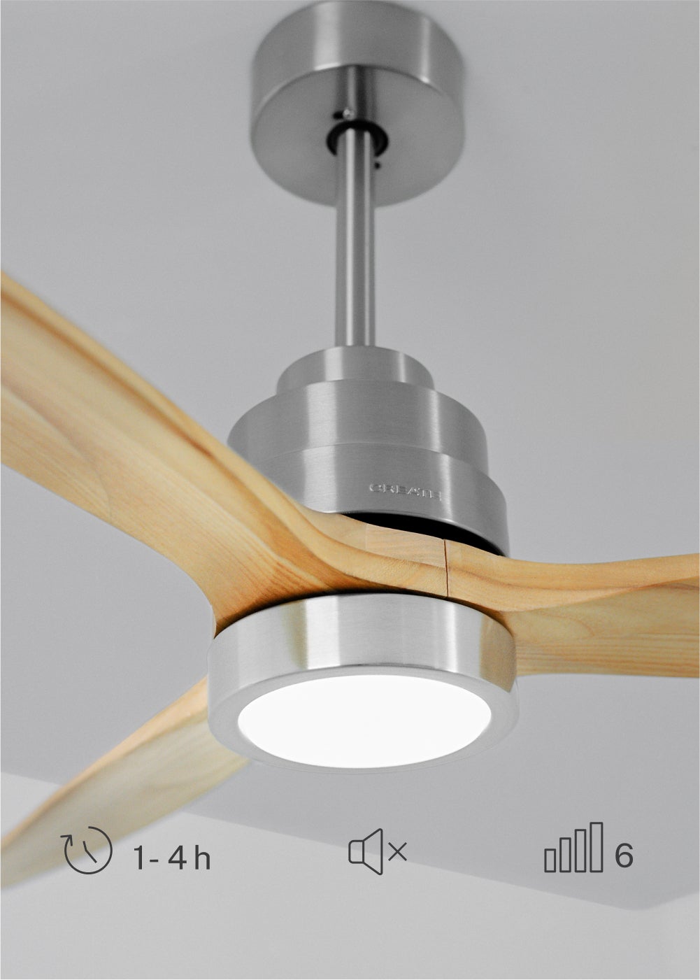 WINDSTYLANCE DC - Ventilateur de Plafond 40W Silencieux Ø132 cm - Avec lumière et contrôleur mural + télécommande - 6
