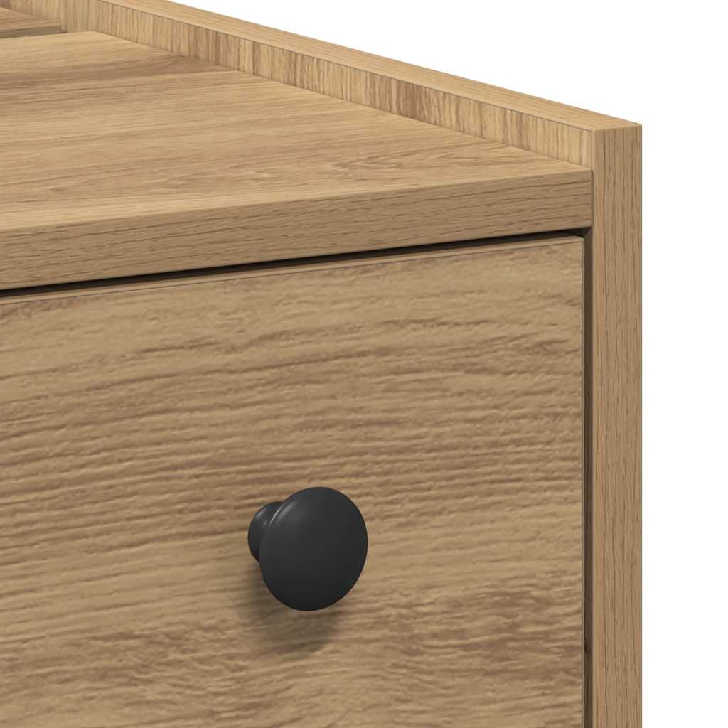 Armoire de salle de bain étroite avec roulettes chêne artisanal vidaXL - 8