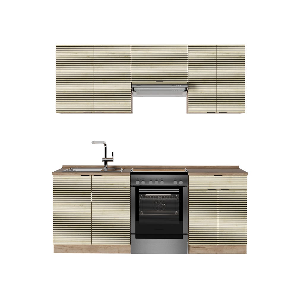 Vicco Aneks kuchenny Fame-Line, Panel dębowy/dąb goldkraft, 200 cm , BP Dąb