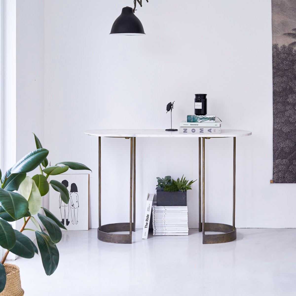 Tikamoon Consolle ovale in metallo e marmo 120 Gustav Leroy Merlin