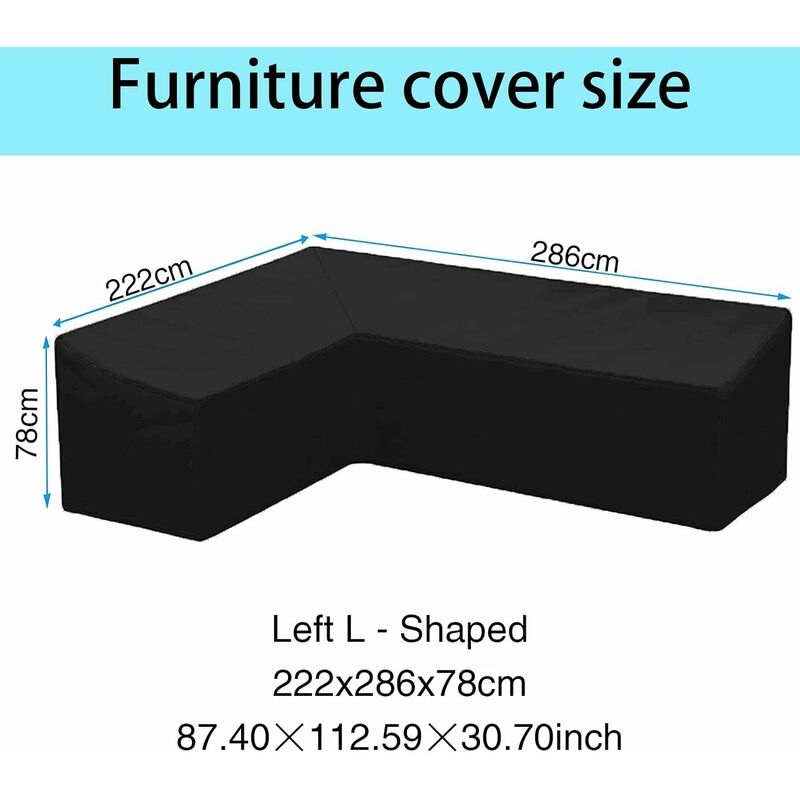 Protezione Divano Giardino Copridivano Angolare Esterno 300cm - Impermeabile, Antivento, Per Divani A V Da Giardino Copridivano Esterno
