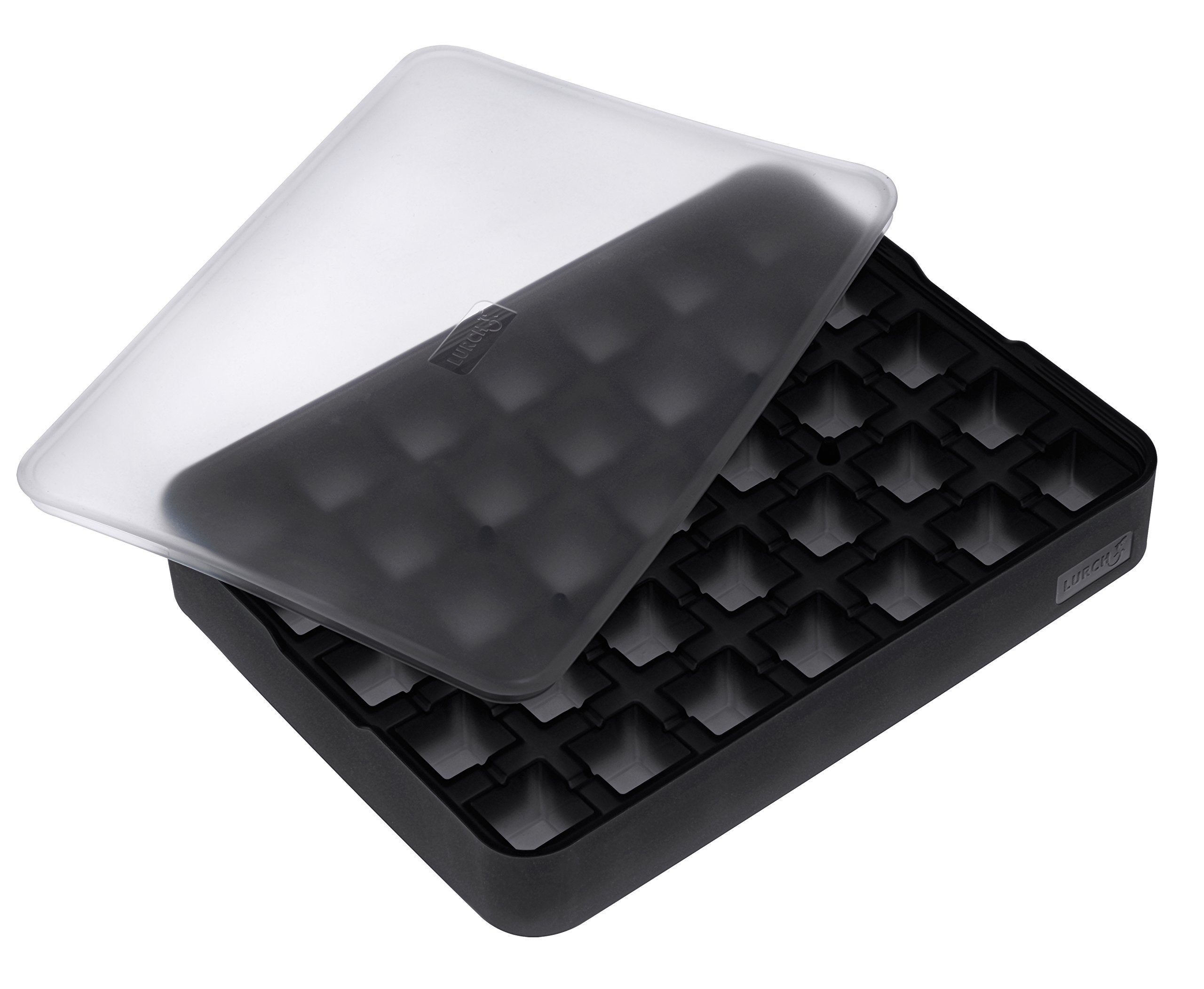 Lurch 240700 - Stampo Per Ghiaccio Cubes, In 100% Silicone Platino Senza Bpa Con Coperchio Per 12 Cubetti Di Ghiaccio 2 X 2 Cm Colore Nero 92953611