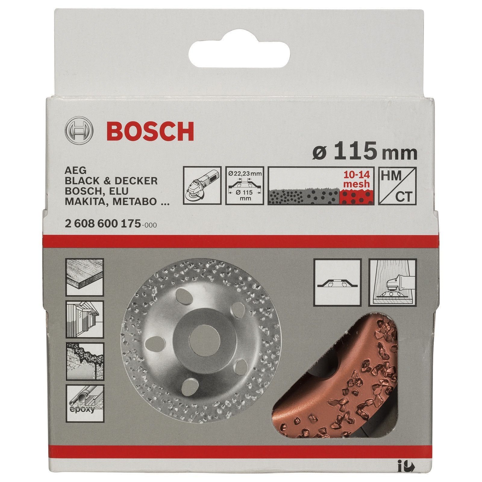 Bosch Tarcza garnkowa z węglika spiekanego, 115 x 22,23 mm, gruba, płaska -2608600175 - 3