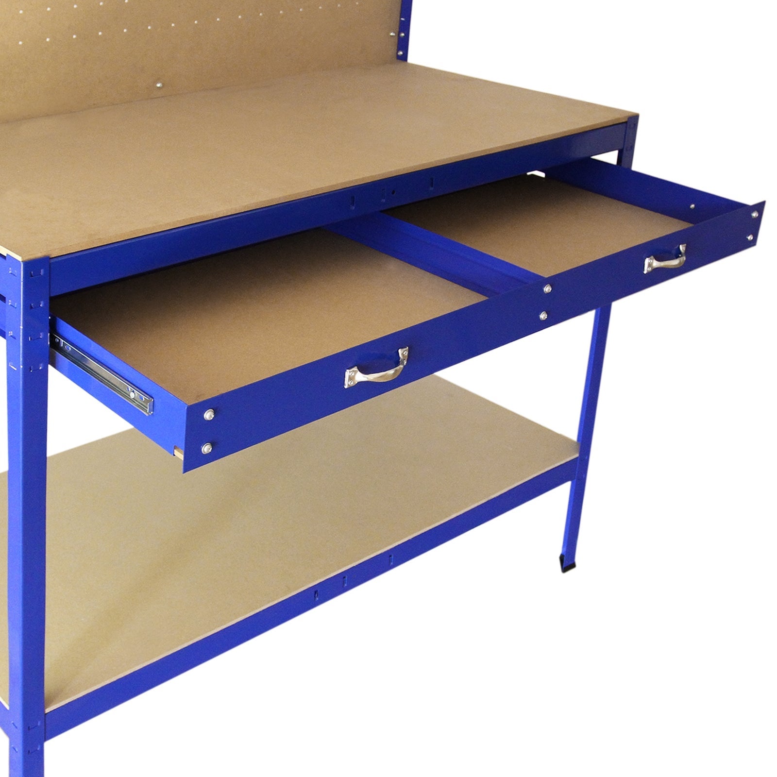 Établi de Travail en Acier Bleu Robuste & Panneau Perforé 120 x 60 cm Capacité de 370 kg Assemblage Facile Sans Boulons - 6