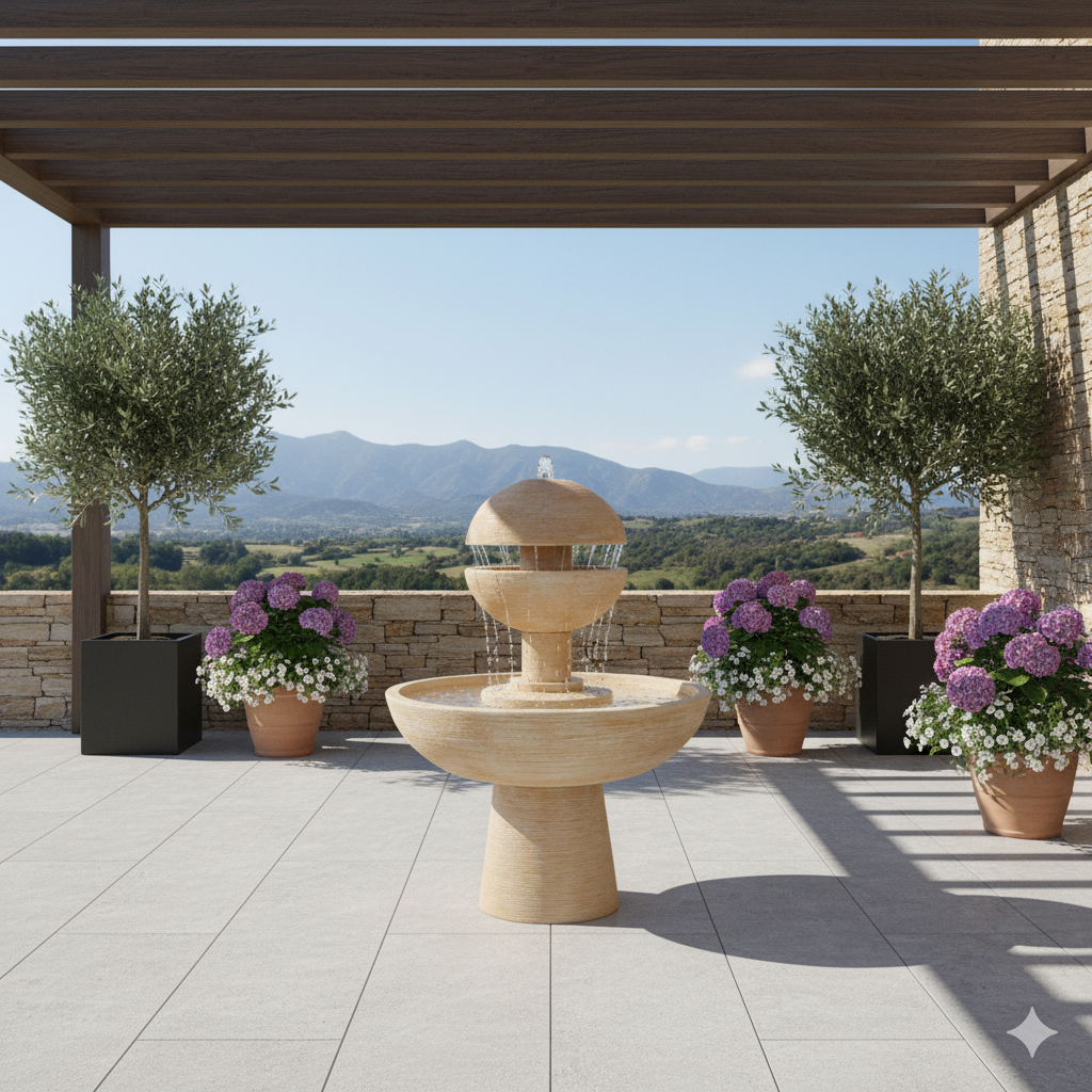 Fontaine de Jardin moderne ERASMA 100x135cm. de Betón Pierre. Couleur Ocre - 3