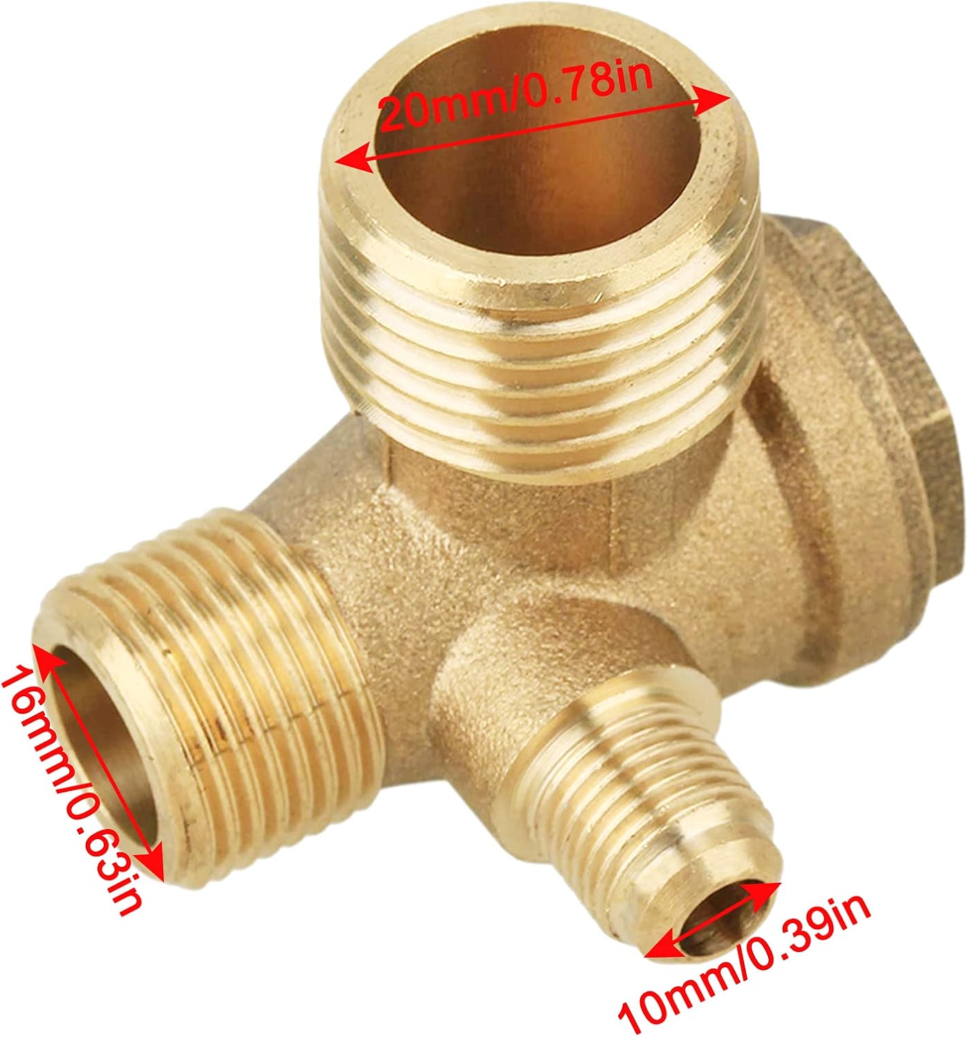 Valvola Compressore Aria Valvola Di Ritegno A 3 Porte In Ottone Per Compressore Aria - Connettore Maschio Filettato, Strumento VP | Per Attacchi Pneumatici, Non Di Marca Valvola Pneumatica Maschio - Foto 10