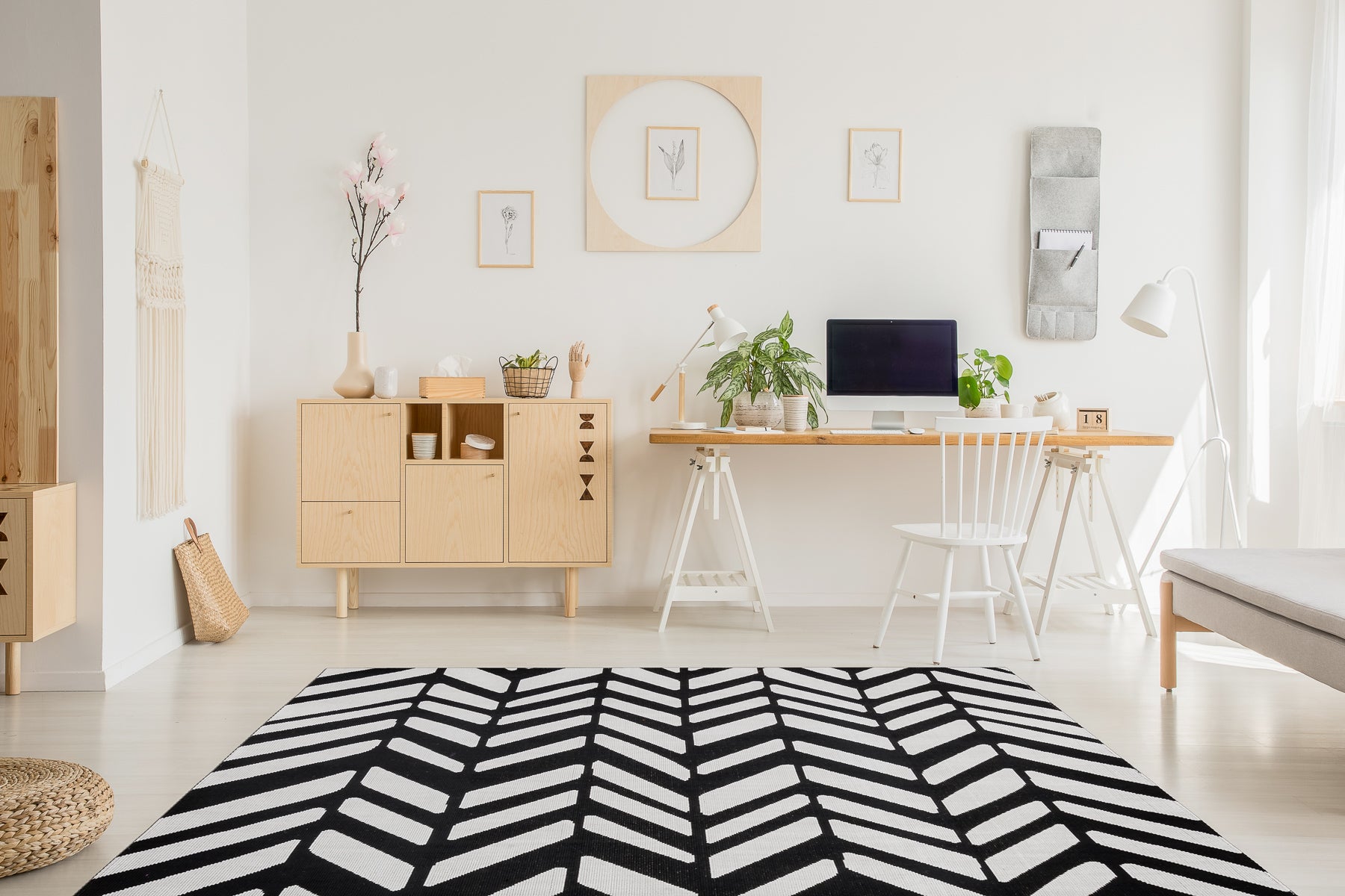 Dywan nowoczesny MUNDO E0571 jodełka, chevron outdoor beż / czarny 180x270 cm - 4