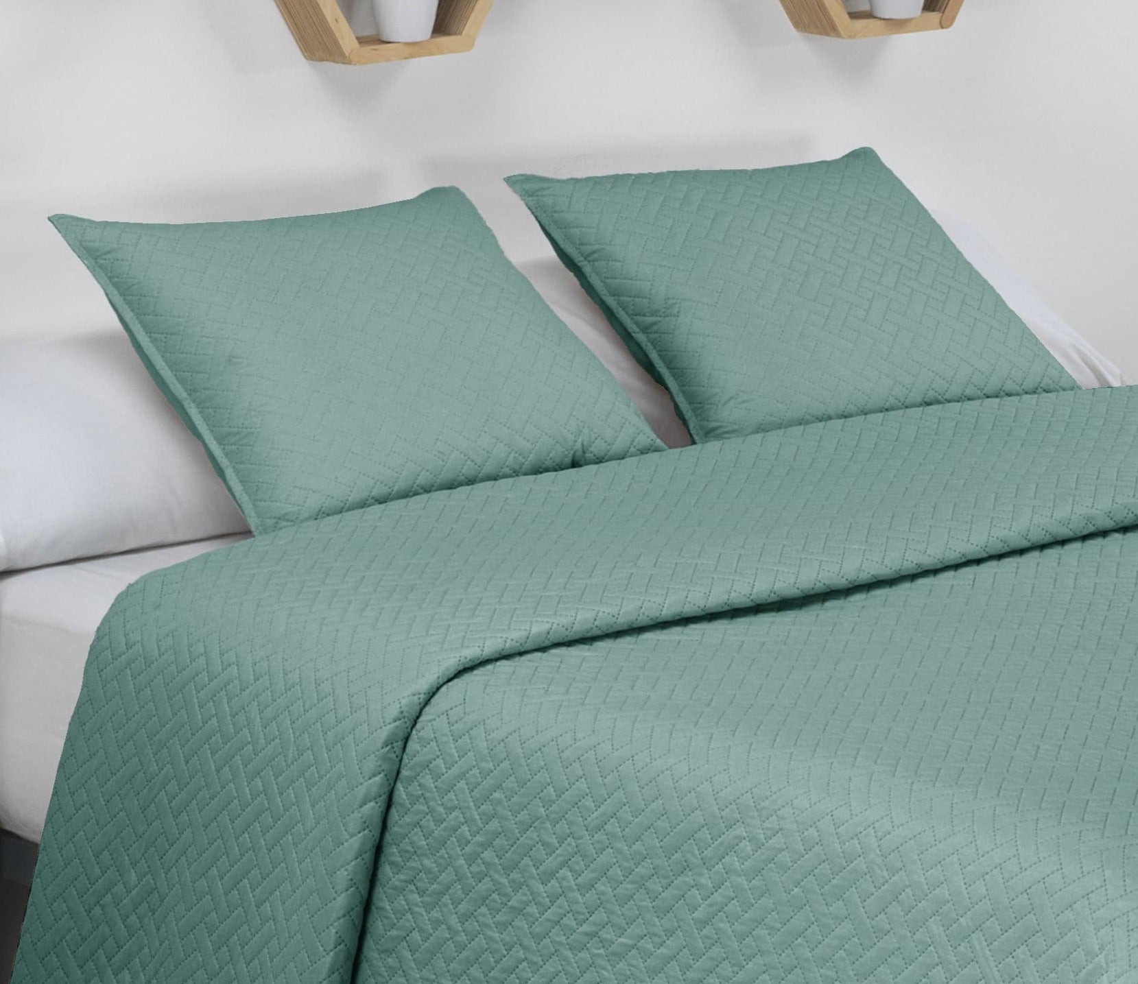 Colcha Bouti Lisa + Fundas Cojines Belmonte Aqua Cama 150 (250x260cm) - 3