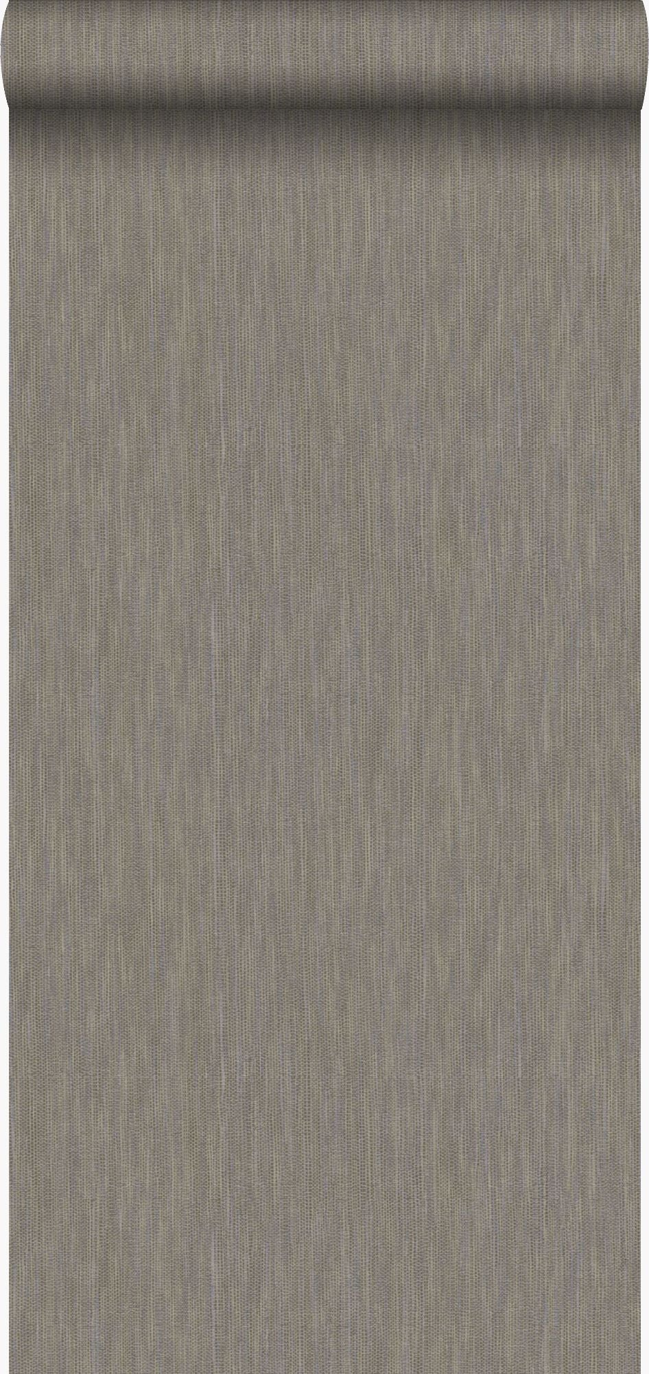Papel pintado fibra vegetal en efecto lino marrón brillante - 53 cm x 10,05 m - origin wallcoverings
