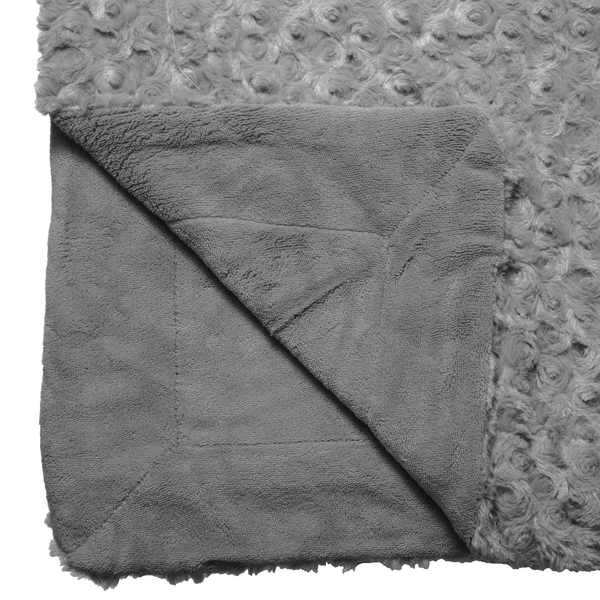 Plaid fausse fourrure bouclée - gris ardoise 120x160 cm - Atmosphera créateur d'intérieur - 4