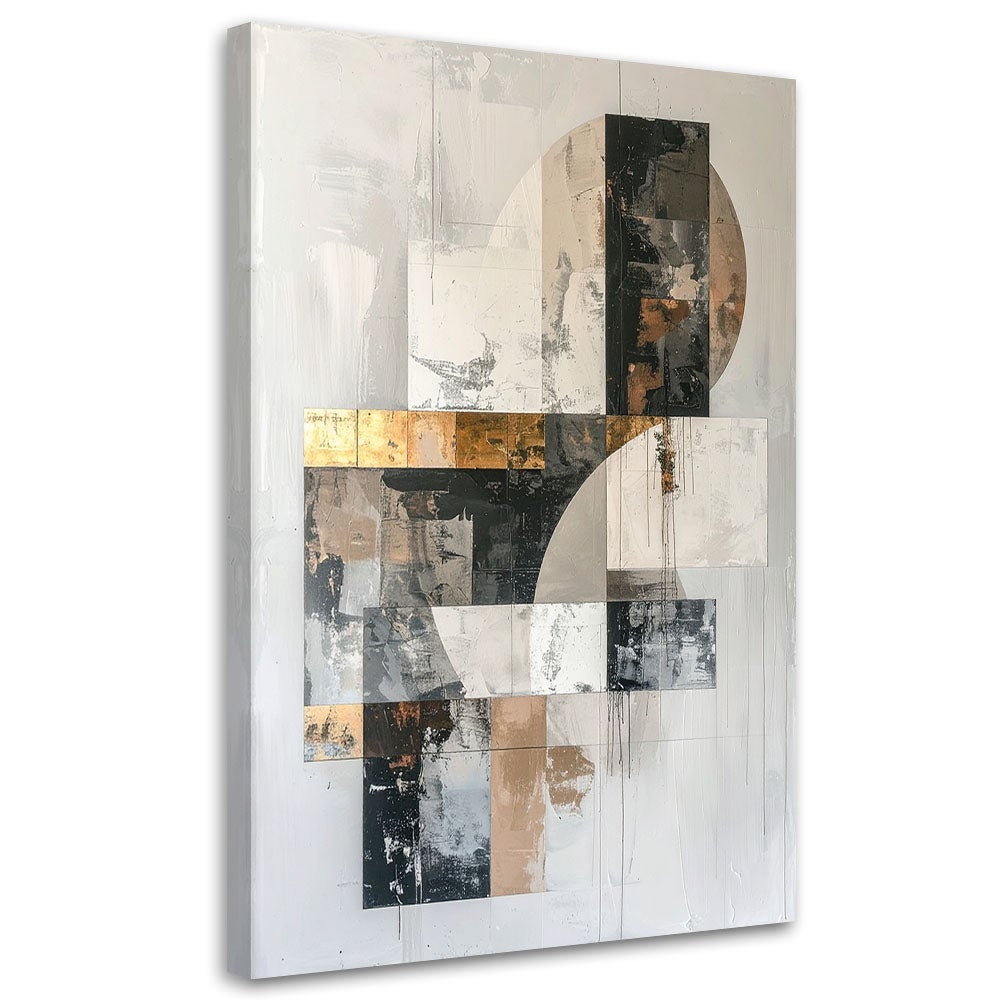Obraz do salonu sypialni biura loftu, Nowoczesna Abstrakcja geometryczna w beżowo kolorach 20x30