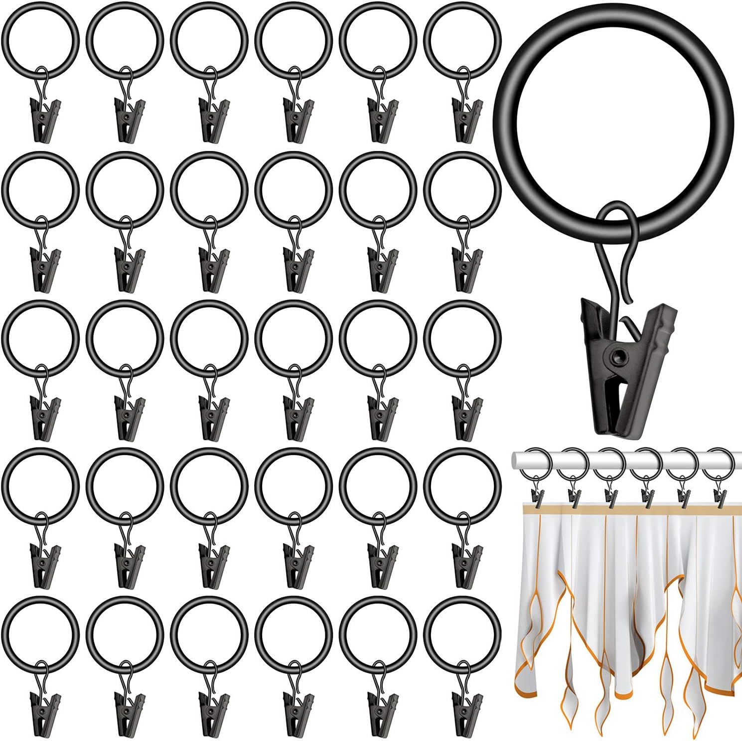 40 x Metal Curtain Clip Rings 38 mm Rings for Modern and Elegant ...