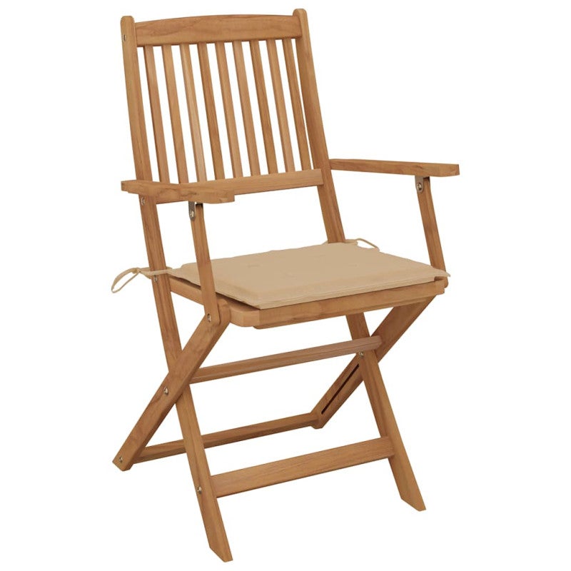 Chaises pliables de jardin lot de 2 avec coussins Bois d acacia - 2
