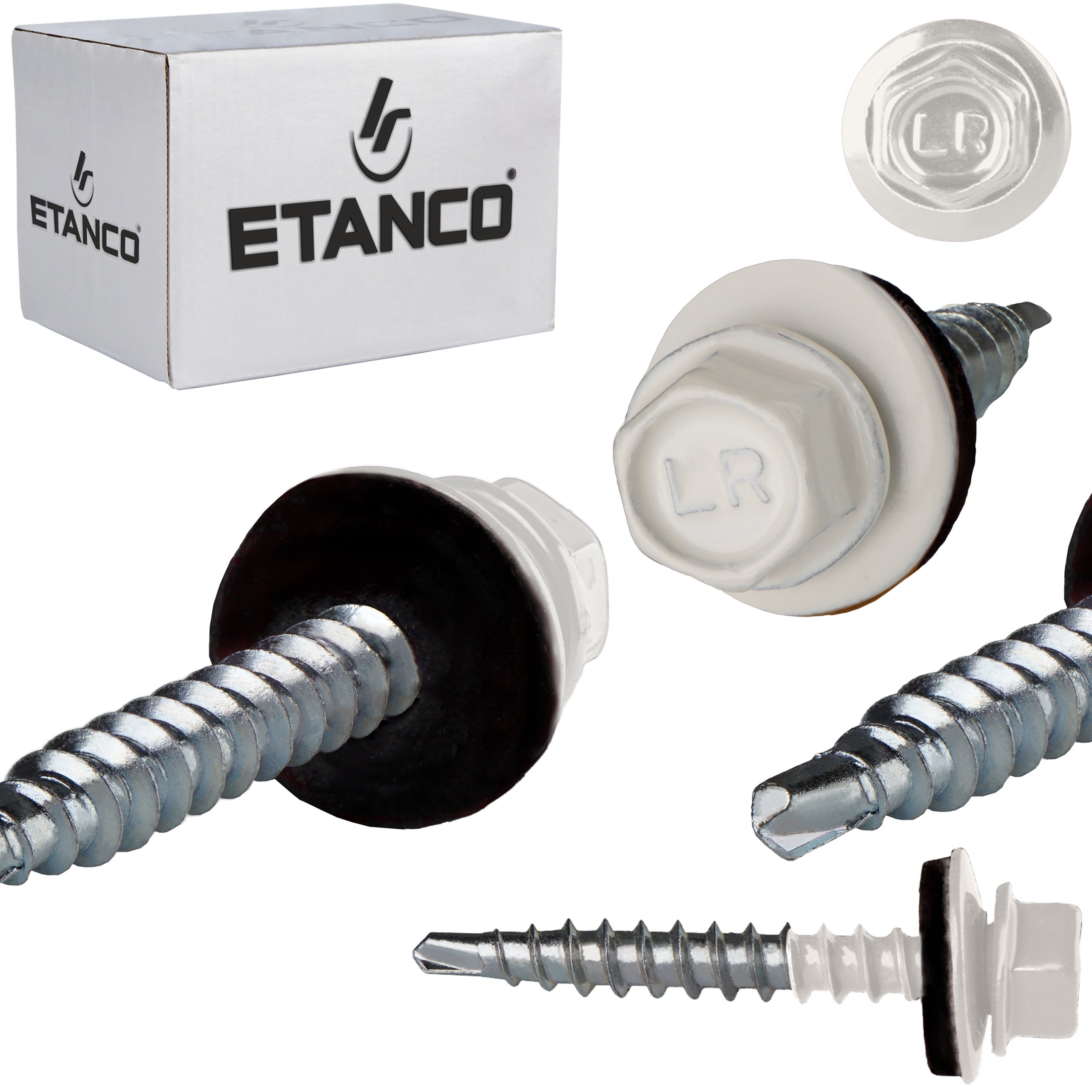 Wkręty farmerskie Etanco GTF2 Z14 4,8x35 mm RAL 9010 samowiercące 250szt