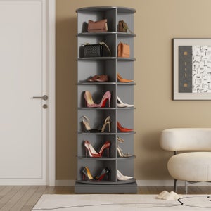 Scarpiera A Torre Rotante 360° A 7 Ripiani - Organizer A 6 Livelli Per Scarpe + 1 Ripiano Extra Per Stivali - Per Casa O Negozio - 4