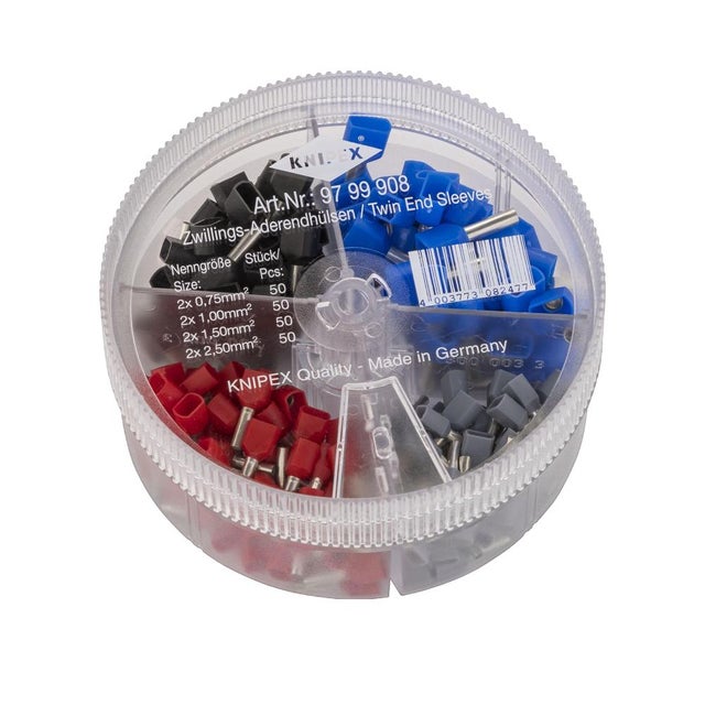 Boîtier d'assortiment avec Embouts de câble isolés Twin 075-25mm2 KNIPEX
